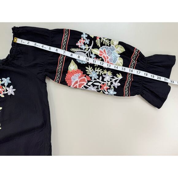 Free People Fleur Du Jour Floral Embroidered Off Shoulder Mini Dress Sm Black - Picture 8 of 16